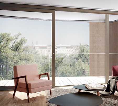 Musterwohnung des KAYSER mit Ausblick auf den Donaukanal