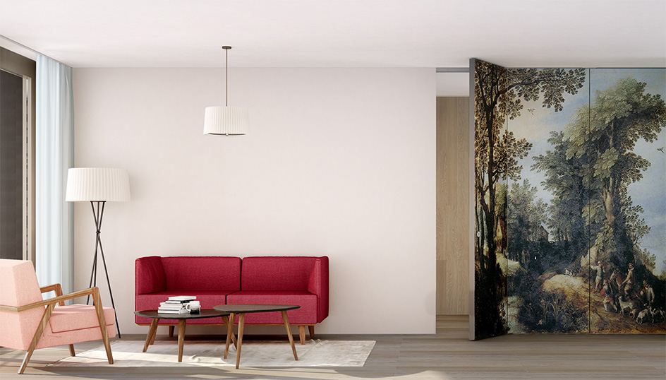 Smarte Faltwand einer Musterwohnung des KAYSER